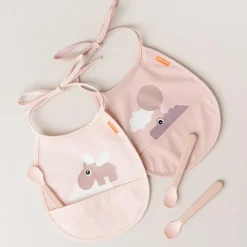 Done by Deer                    Bavoir petit lot de 2 Happy clouds    Rose