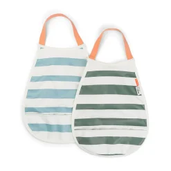 Done by Deer                    2 bavoirs élastique Stripes    Bleu/Vert