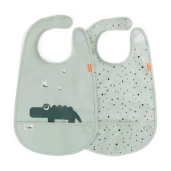 Done by Deer 2 Bavoirs velcro Croco Vert