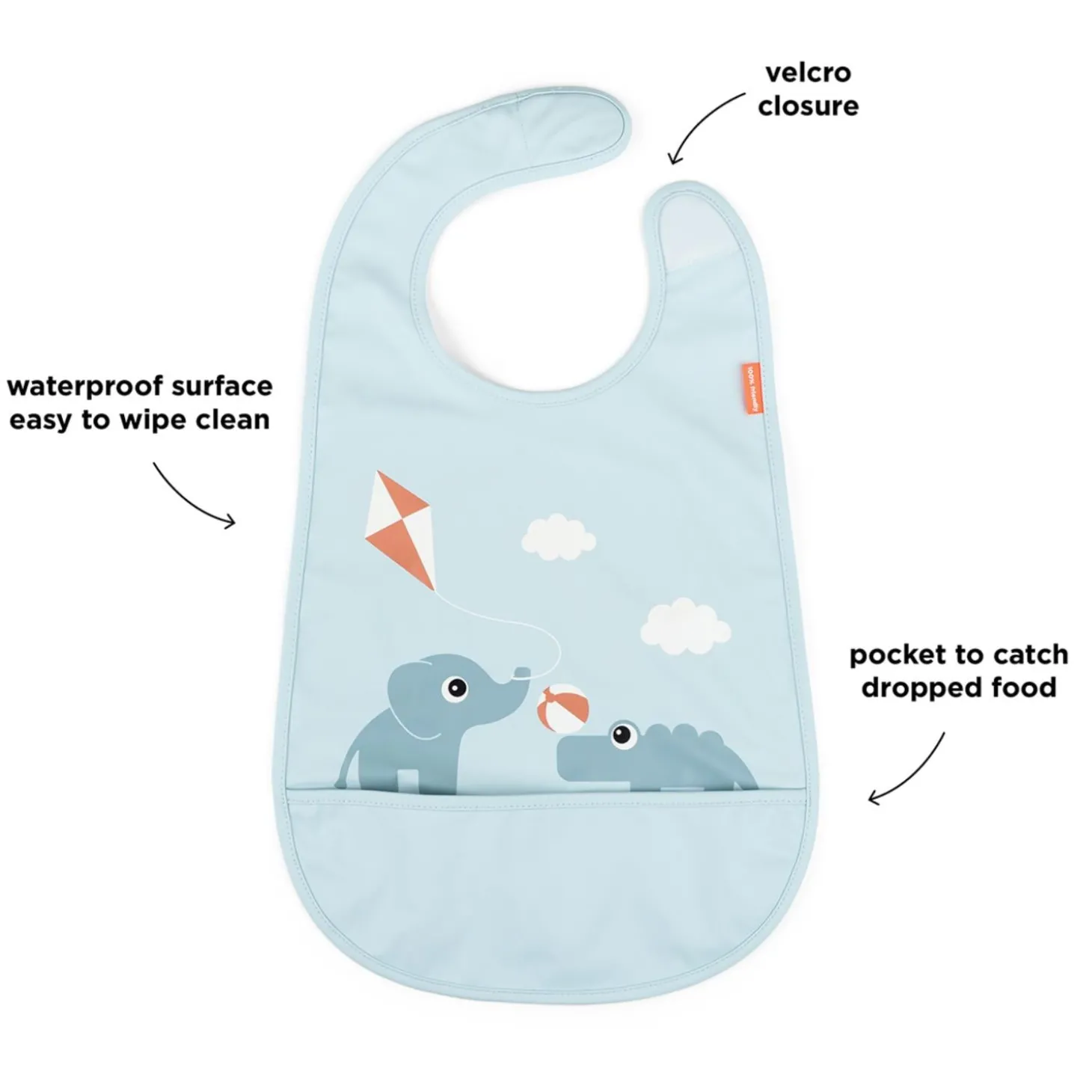 Done by Deer Bavoir velcro Playground Bleu