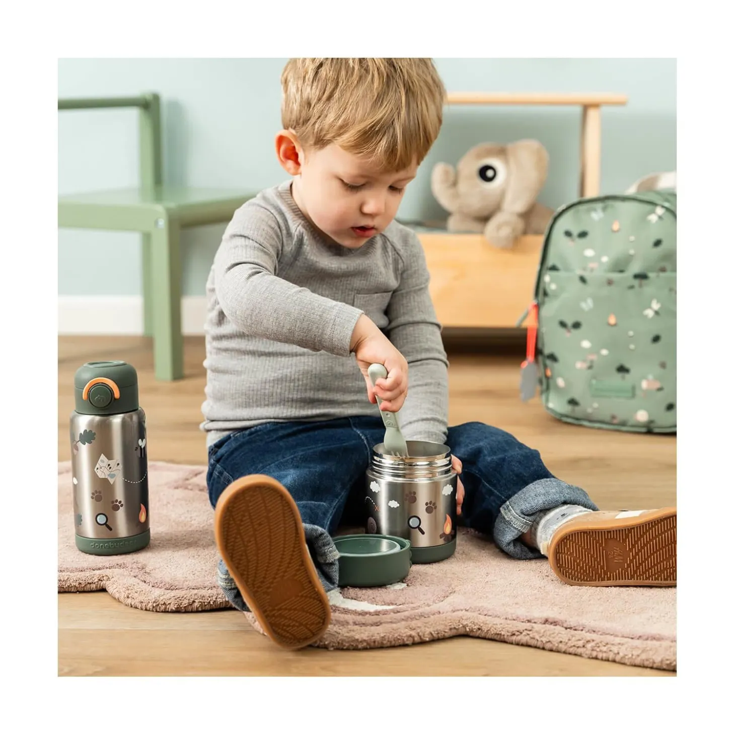 Done by Deer Boîte repas isotherme Tiny trails Vert 300 ml