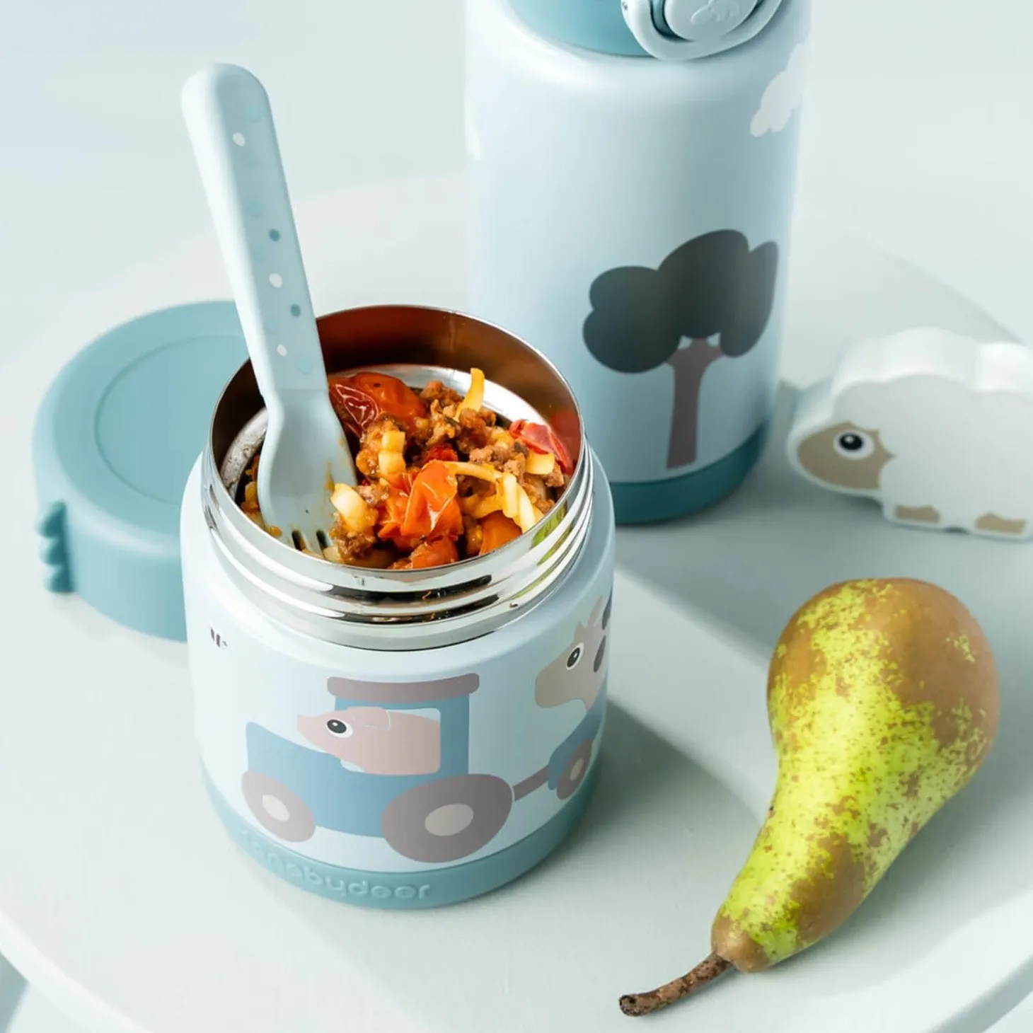 Done by Deer Boîte repas isotherme Tiny farm Bleu 300 ml