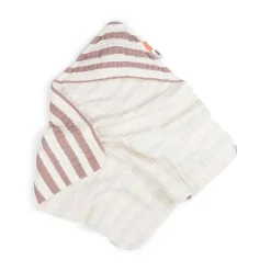 Done by Deer                    Cape de bain GOTS Stripes    Rose            70x70 cm
