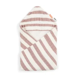 Done by Deer                    Cape de bain GOTS Stripes    Rose            70x70 cm