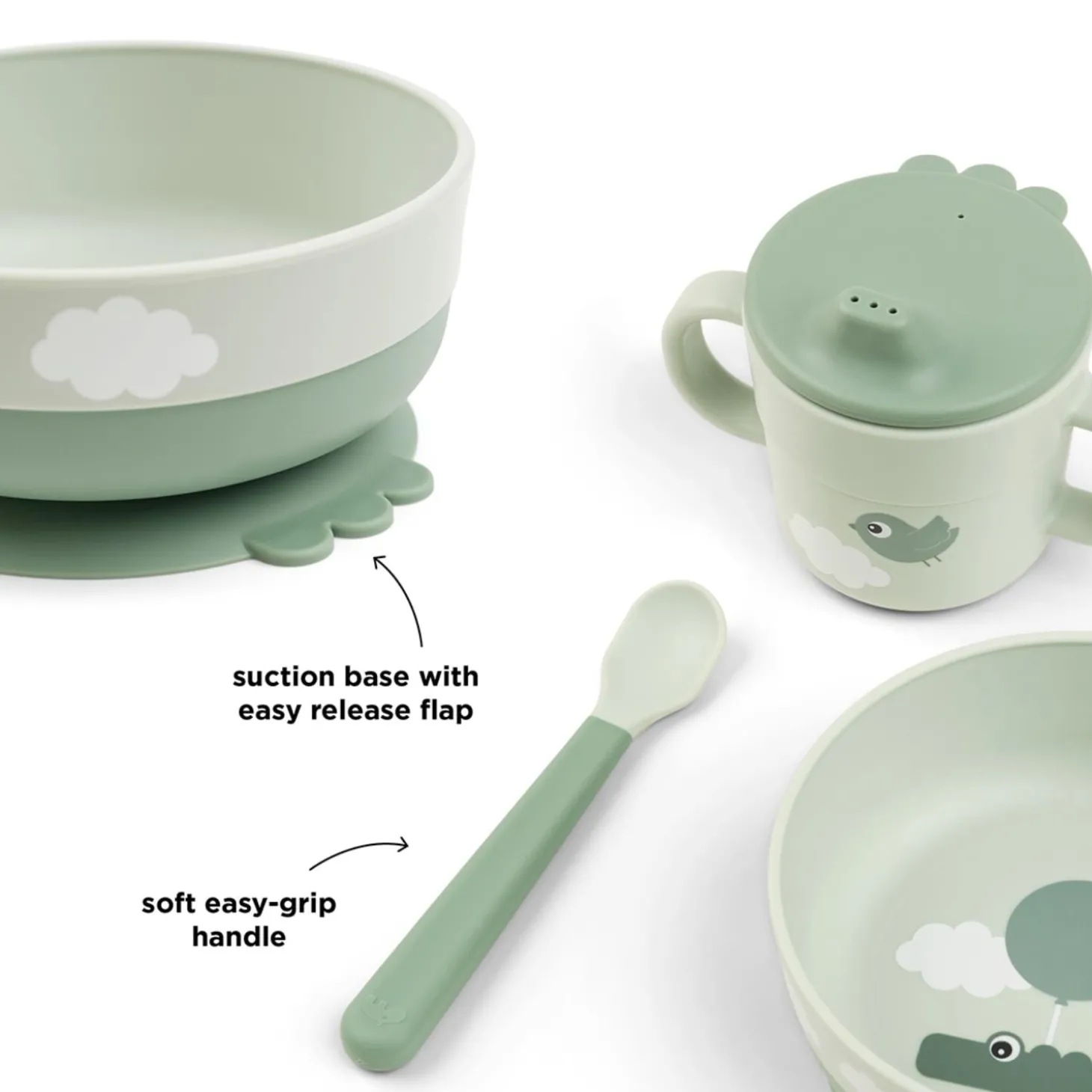 Done by Deer Coffret premier repas Foodie Happy clouds Vert
