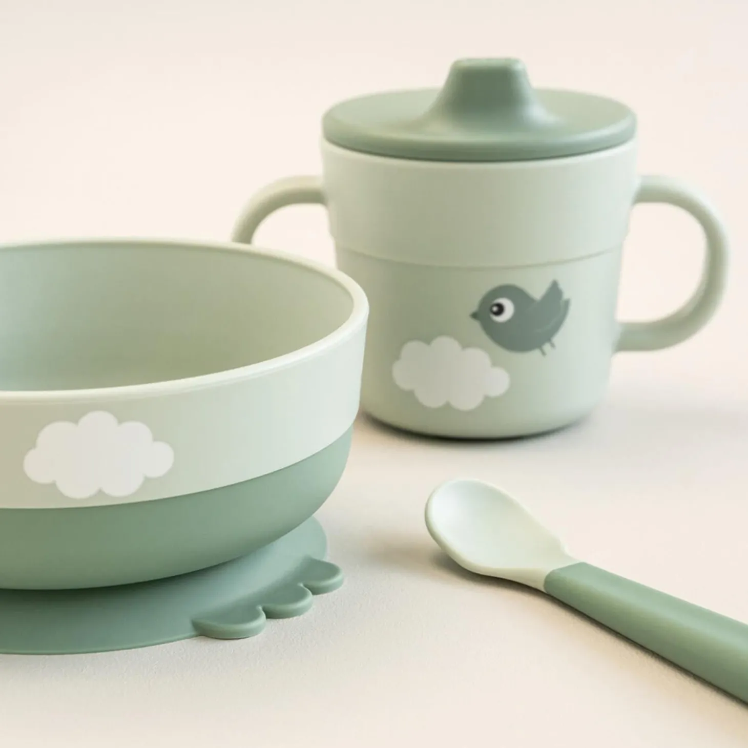 Done by Deer Coffret premier repas Foodie Happy clouds Vert