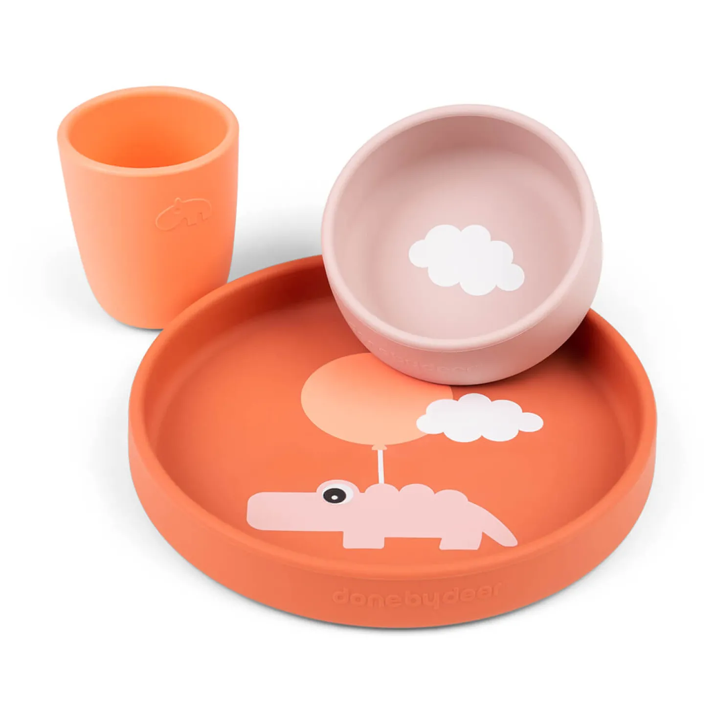 Done by Deer Coffret repas en silicone Happy clouds Papaye