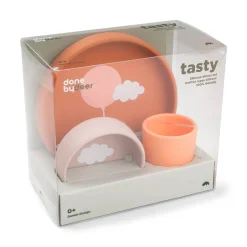 Done by Deer Coffret repas en silicone Happy clouds Papaye