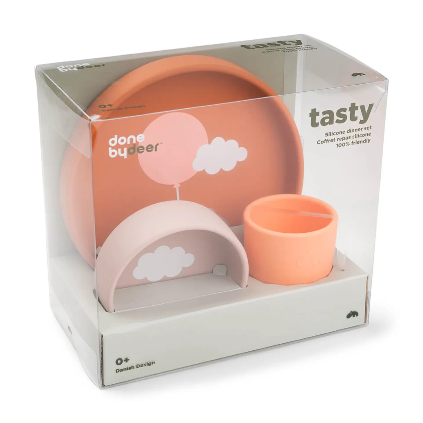 Done by Deer Coffret repas en silicone Happy clouds Papaye