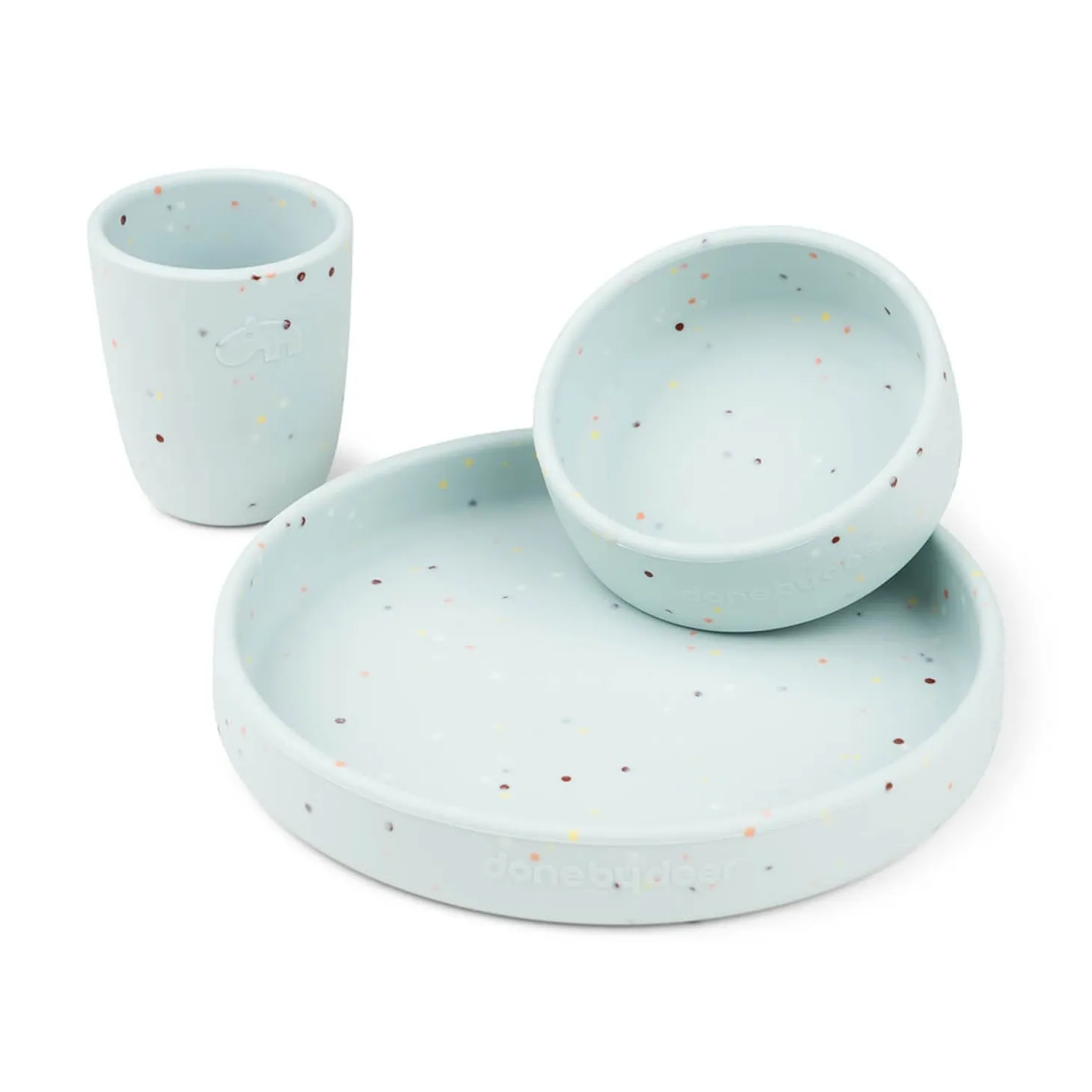 Done by Deer Coffret repas en silicone Confetti Bleu