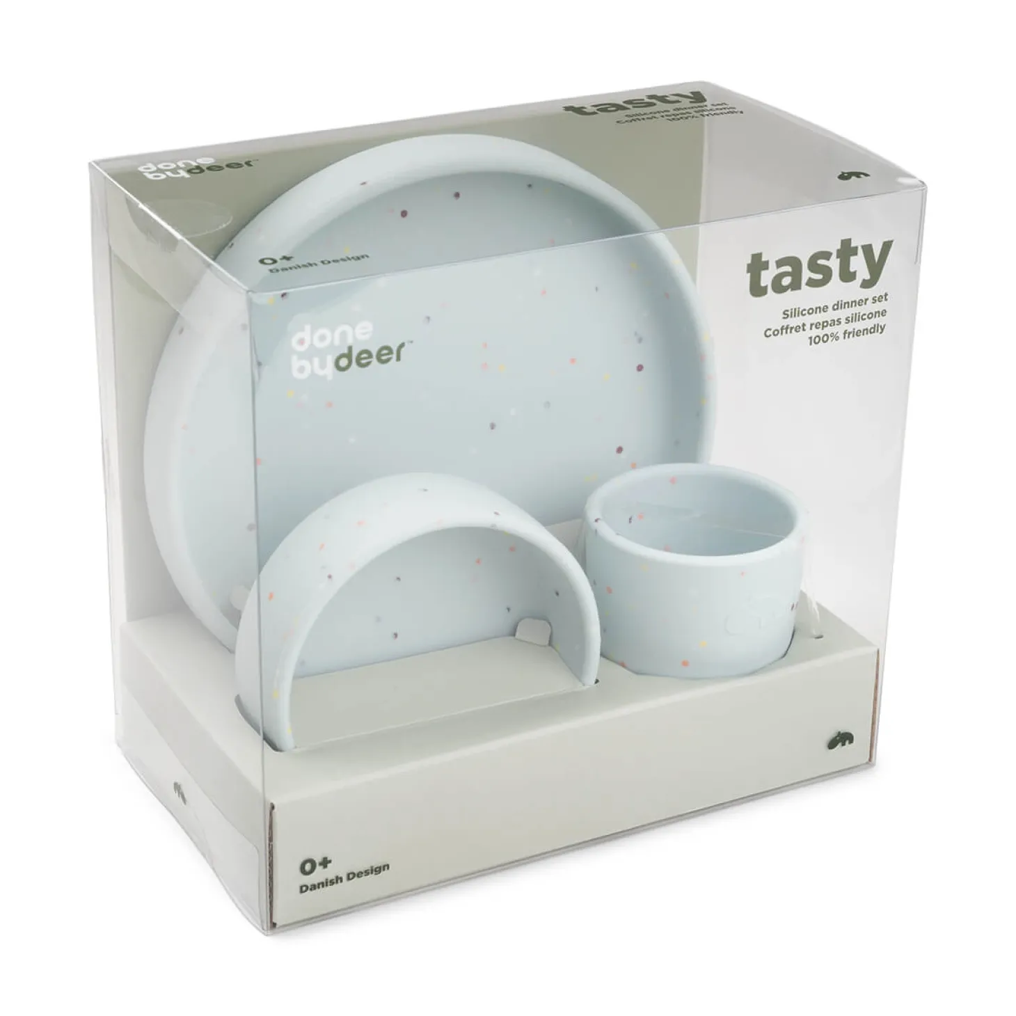 Done by Deer Coffret repas en silicone Confetti Bleu