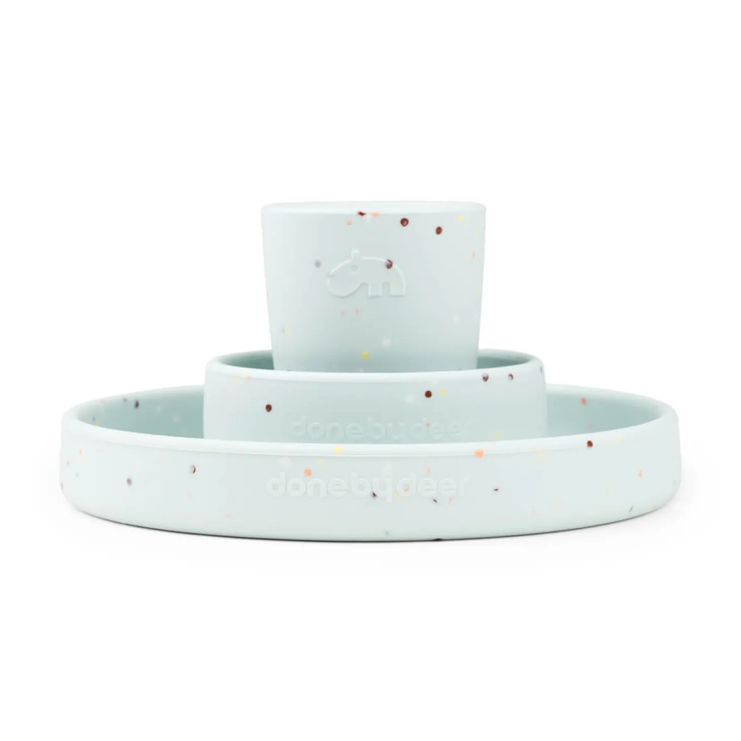 Done by Deer Coffret repas en silicone Confetti Bleu