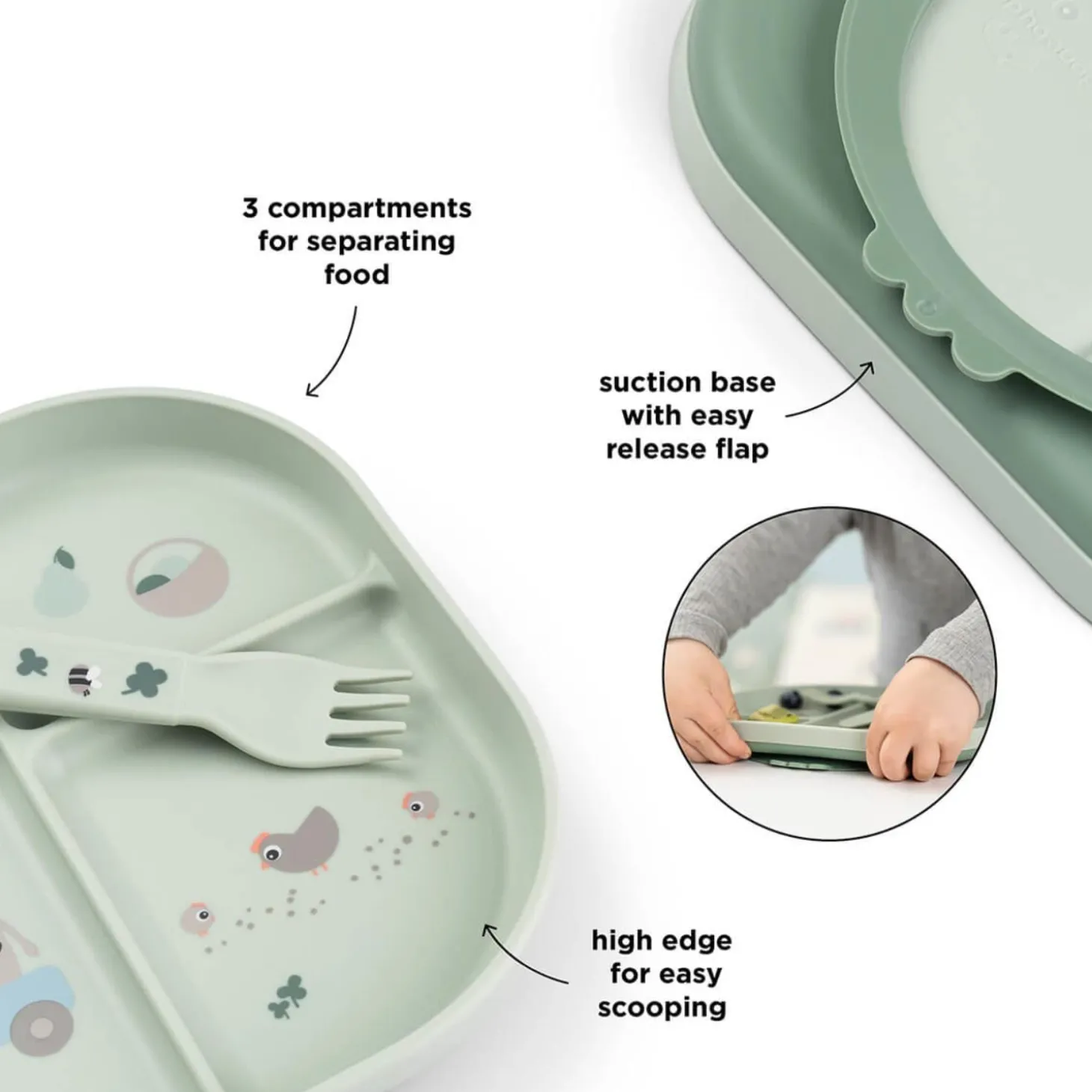 Done by Deer Coffret repas Foodie ventouse Tiny farm Vert