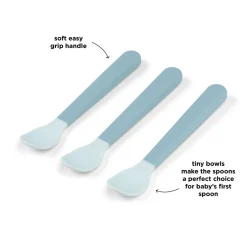 Done by Deer Cuillère bébé Foodie Easy-grip lot de 3 Bleu