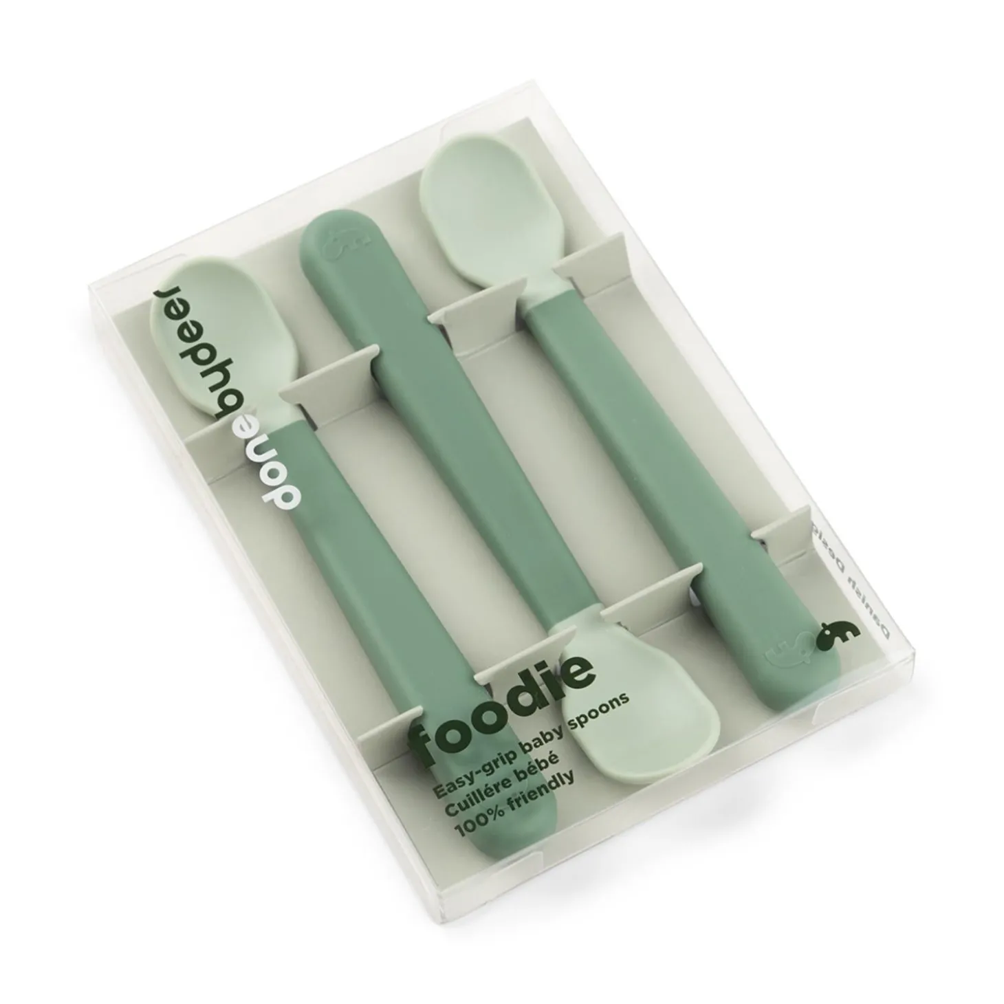 Done by Deer Cuillère bébé Foodie Easy-grip lot de 3 Vert