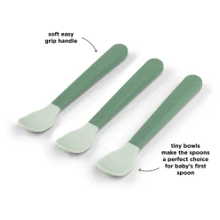 Done by Deer Cuillère bébé Foodie Easy-grip lot de 3 Vert
