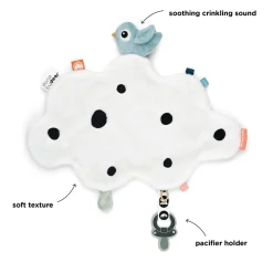 Done by Deer                    Doudou plat attache-sucette Happy clouds    Bleu