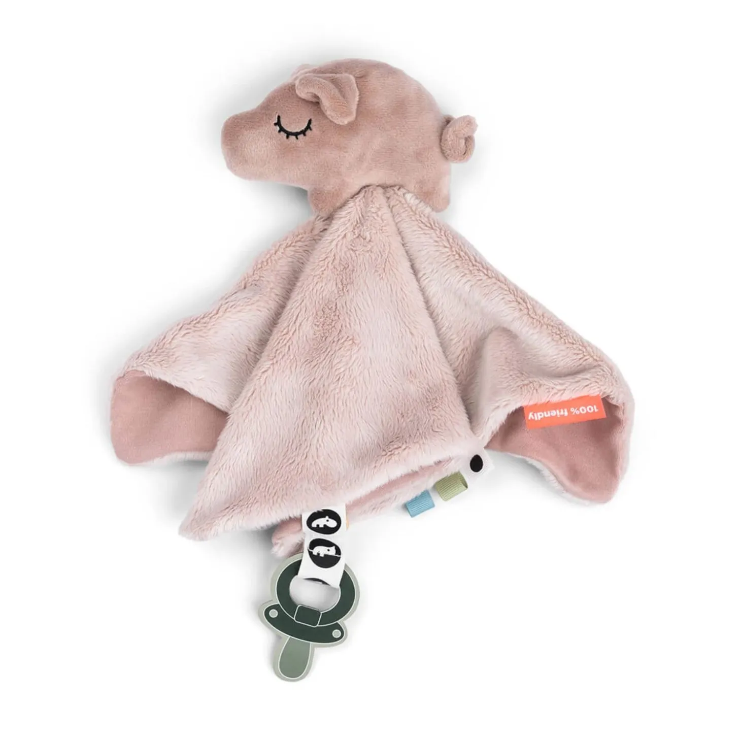Done by Deer Doudou plat attache-sucette Pigee Rose