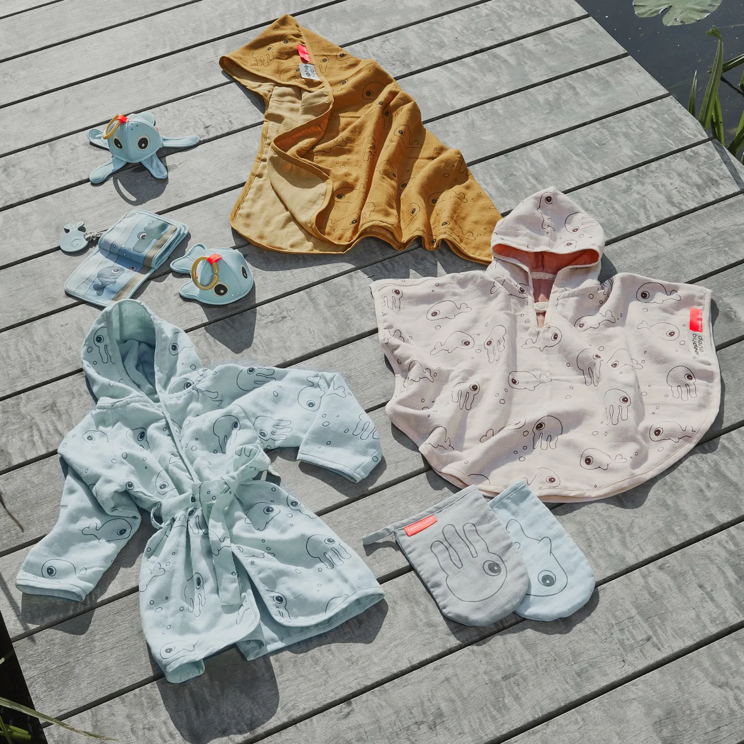 Done by Deer Gant de toilette Sea friends set de 2 Gris
