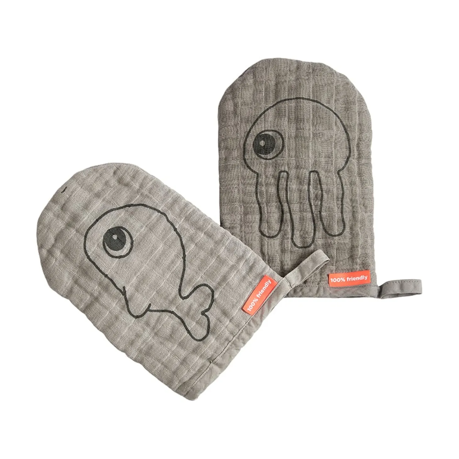 Done by Deer Gant de toilette Sea friends set de 2 Gris