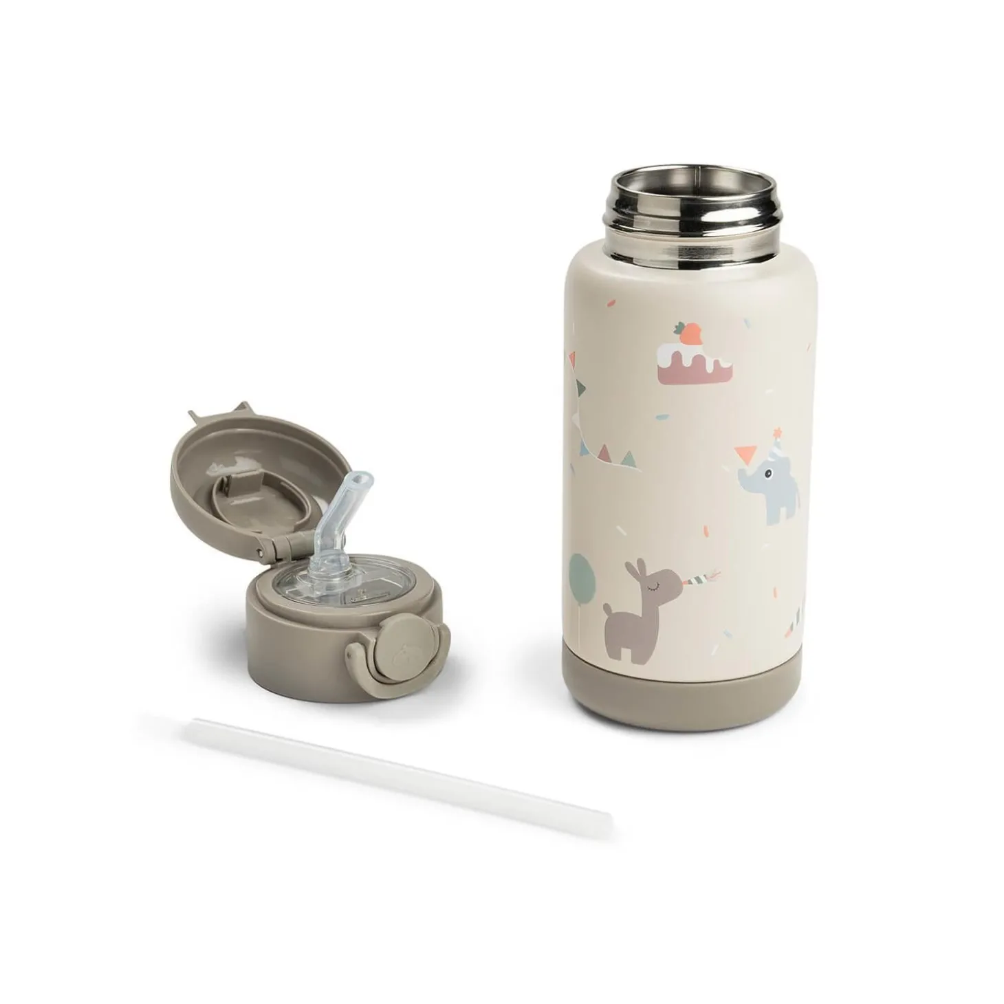 Done by Deer Gourde à paille isotherme Celebration Sable 340 ml