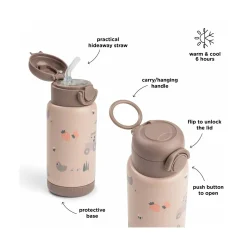 Done by Deer                    Gourde à paille isotherme Tiny farm    Rose            340 ml