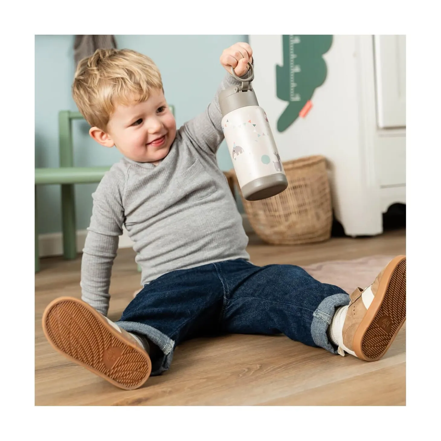 Done by Deer Gourde à paille isotherme Playground Vert 340 ml
