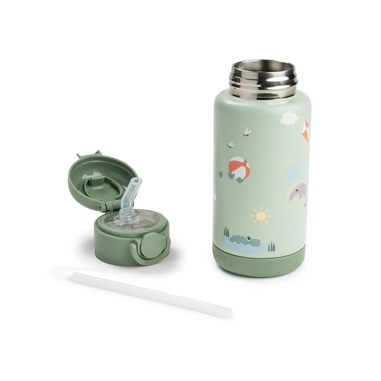 Done by Deer Gourde à paille isotherme Playground Vert 340 ml