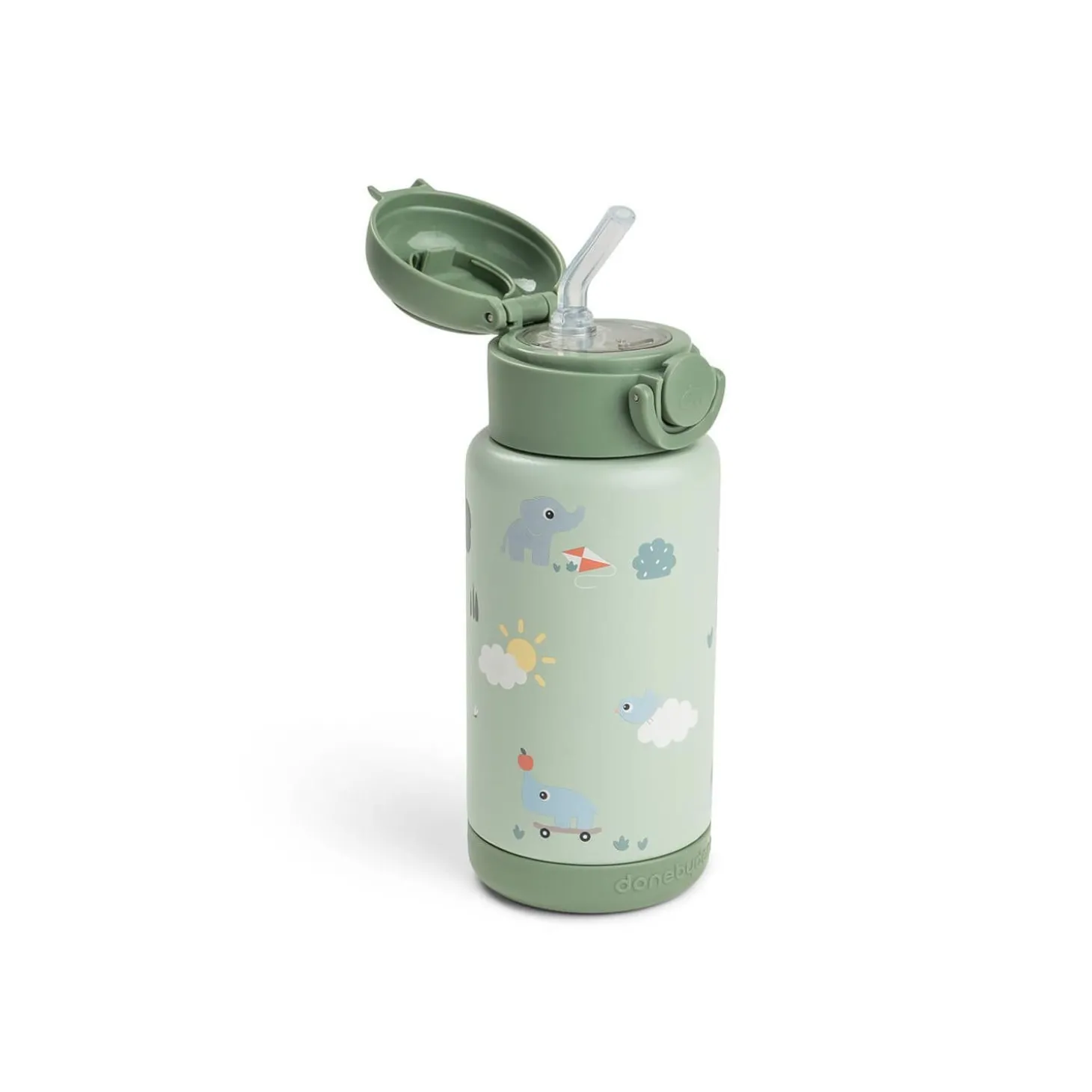 Done by Deer Gourde à paille isotherme Playground Vert 340 ml