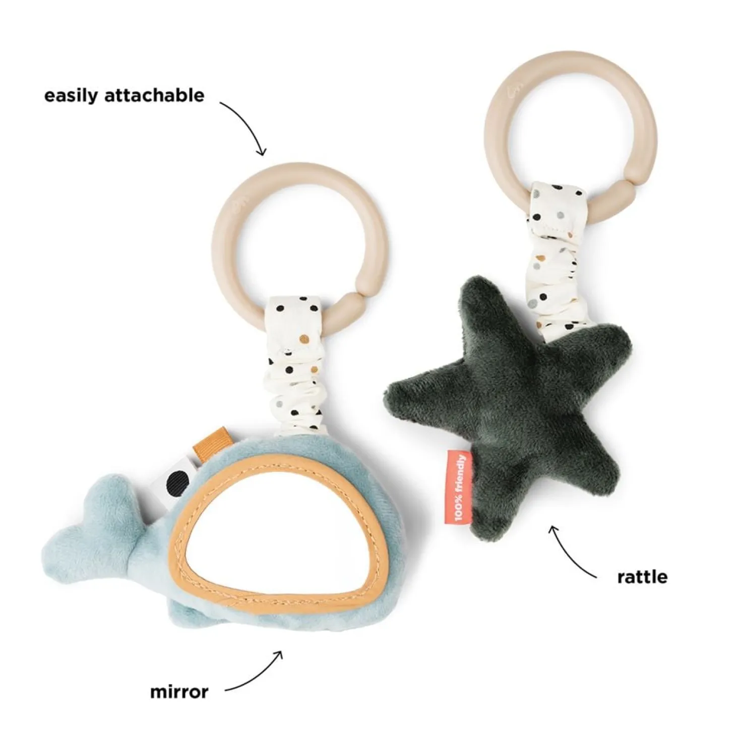 Done by Deer Lot de 2 jouets d'éveil à suspendre Wally Bleu