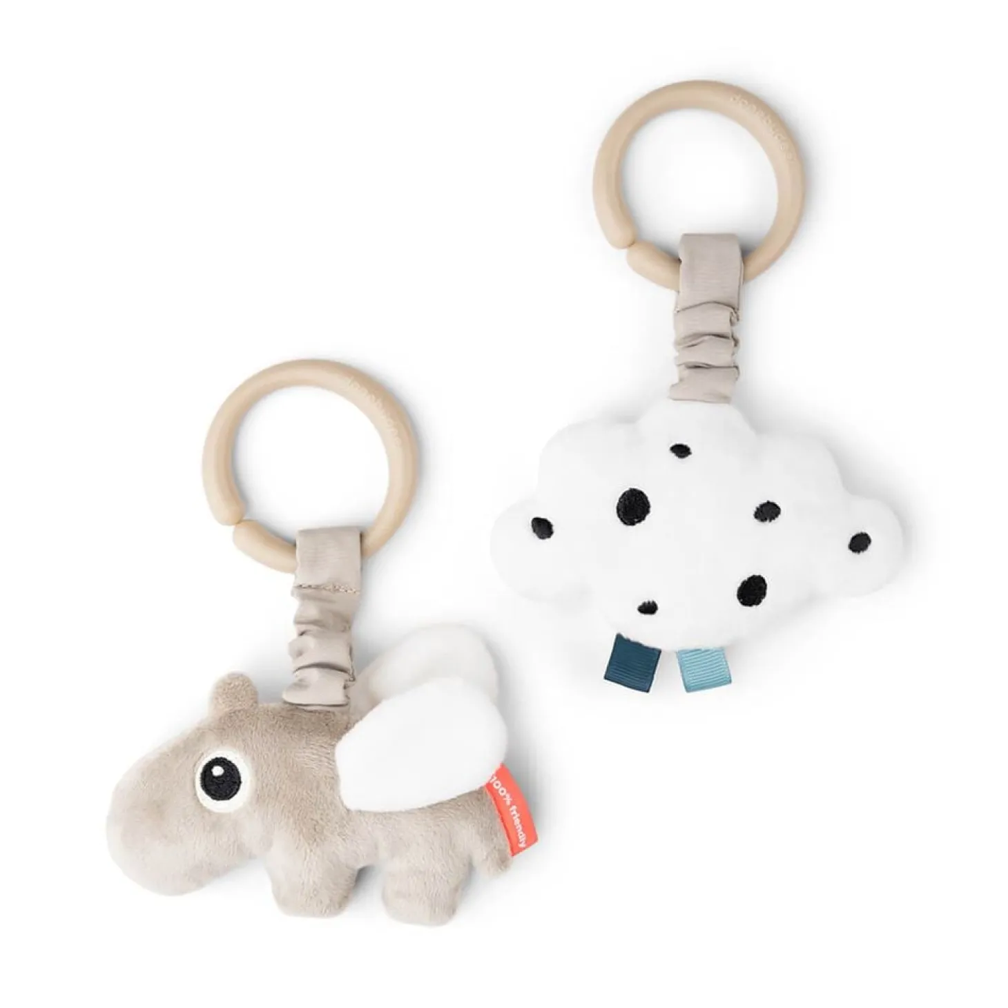 Done by Deer Lot de 2 jouets d'éveil à suspendre Happy clouds Sable