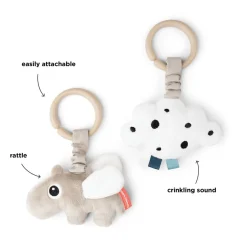 Done by Deer Lot de 2 jouets d'éveil à suspendre Happy clouds Sable