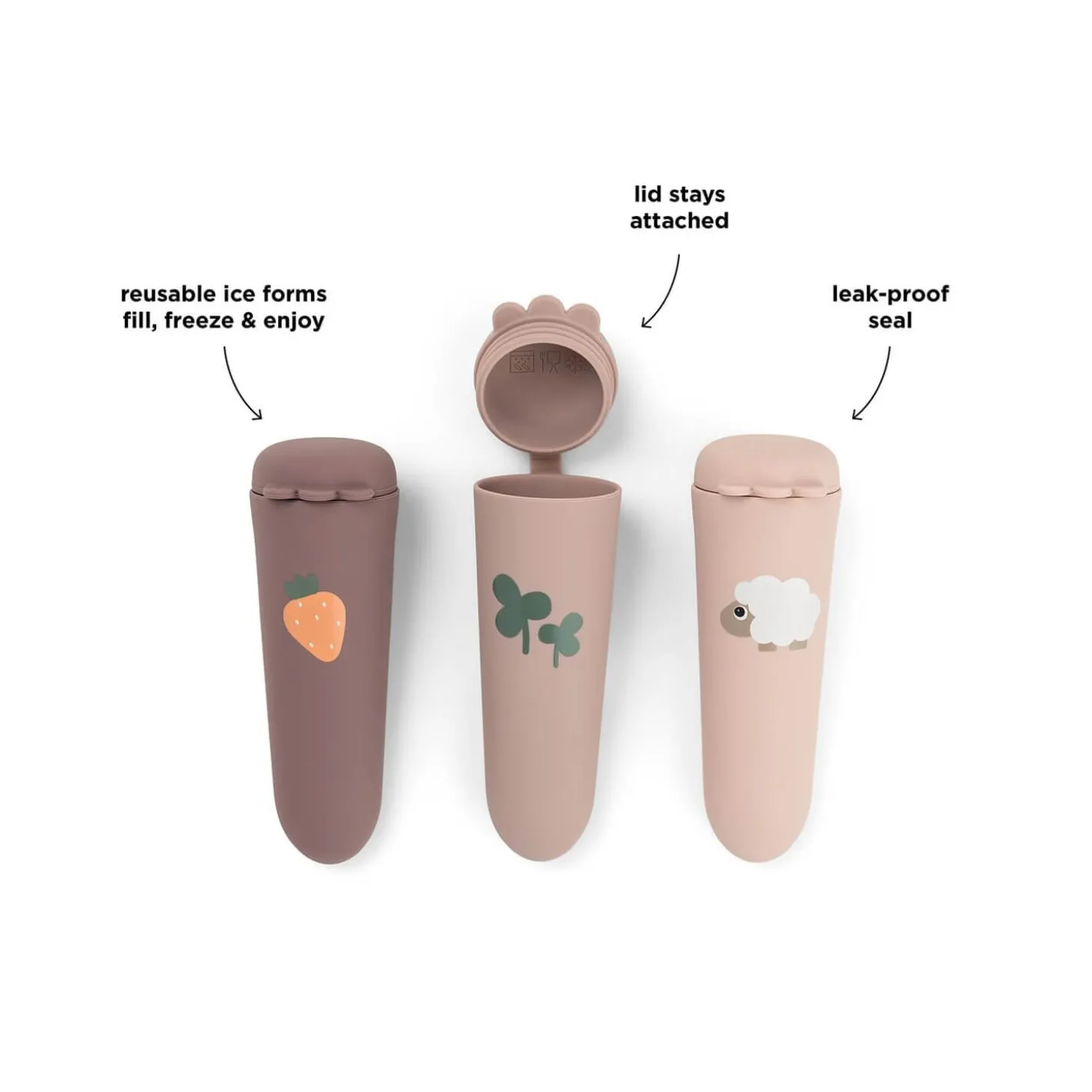 Done by Deer Lot de 3 Moules à glace silicone Sheepy Rose 60 ml