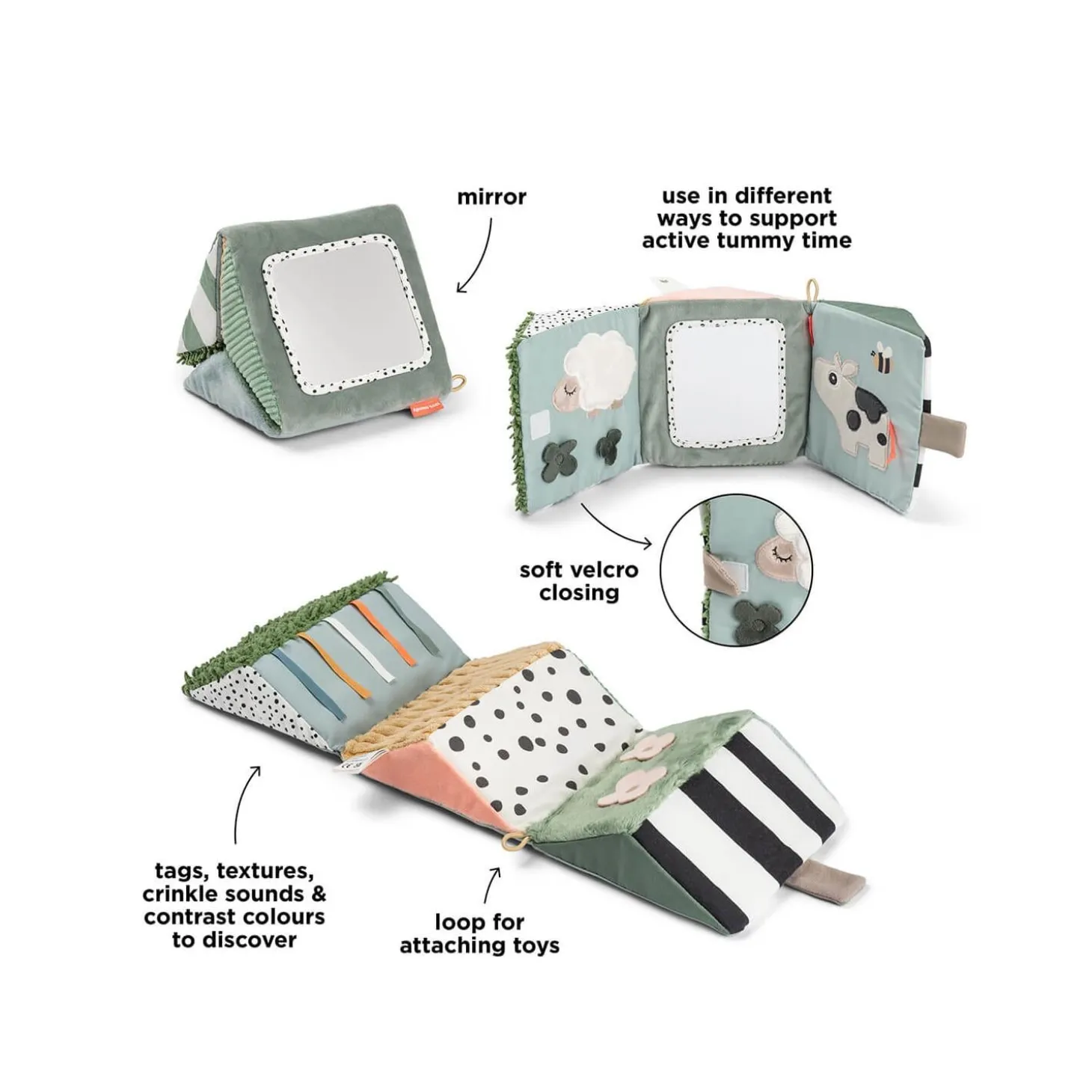 Done by Deer Miroir sensoriel pliable Tiny farm Multicolore