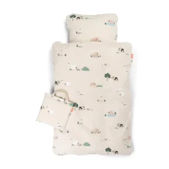 Done by Deer                    Parure de lit junior FR Tiny farm    Sable            100 x 140 cm et 40 x 60 cm