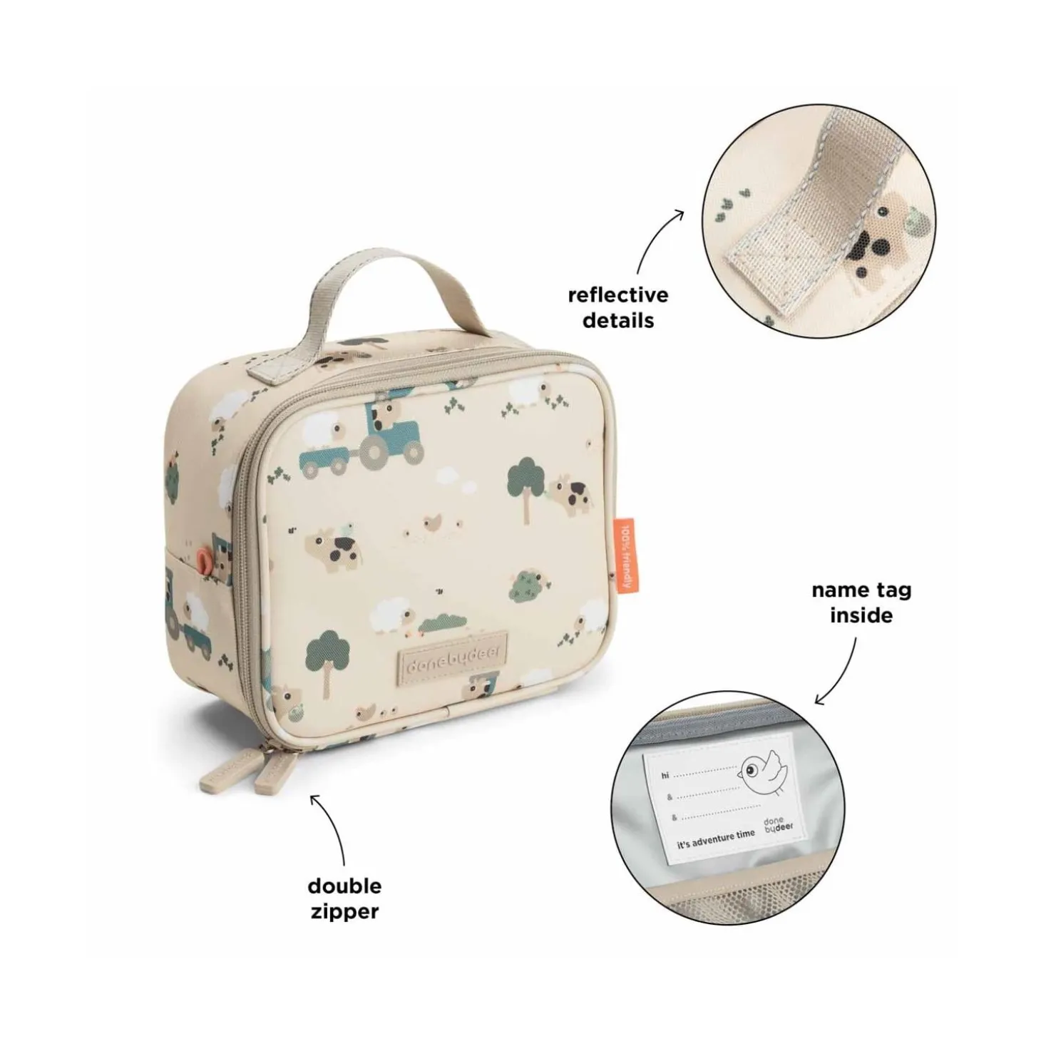 Done by Deer Petit sac repas isotherme Tiny farm Sable