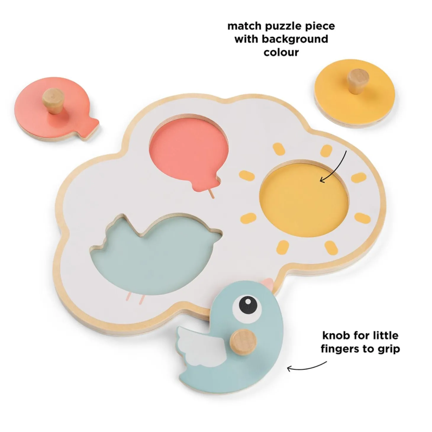 Done by Deer Puzzle premier âge Happy clouds Multicolore