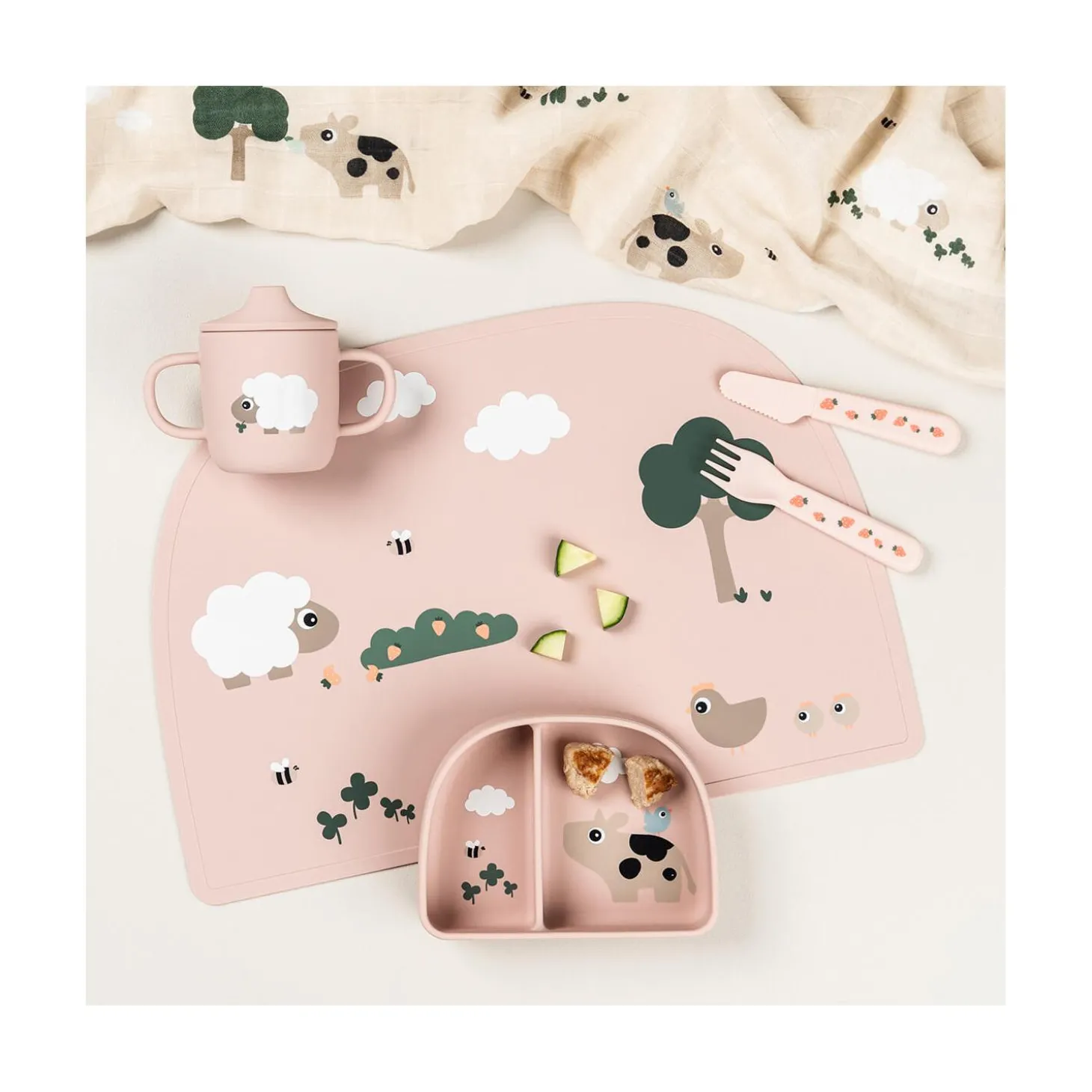 Done by Deer Set de table Tiny farm Rose