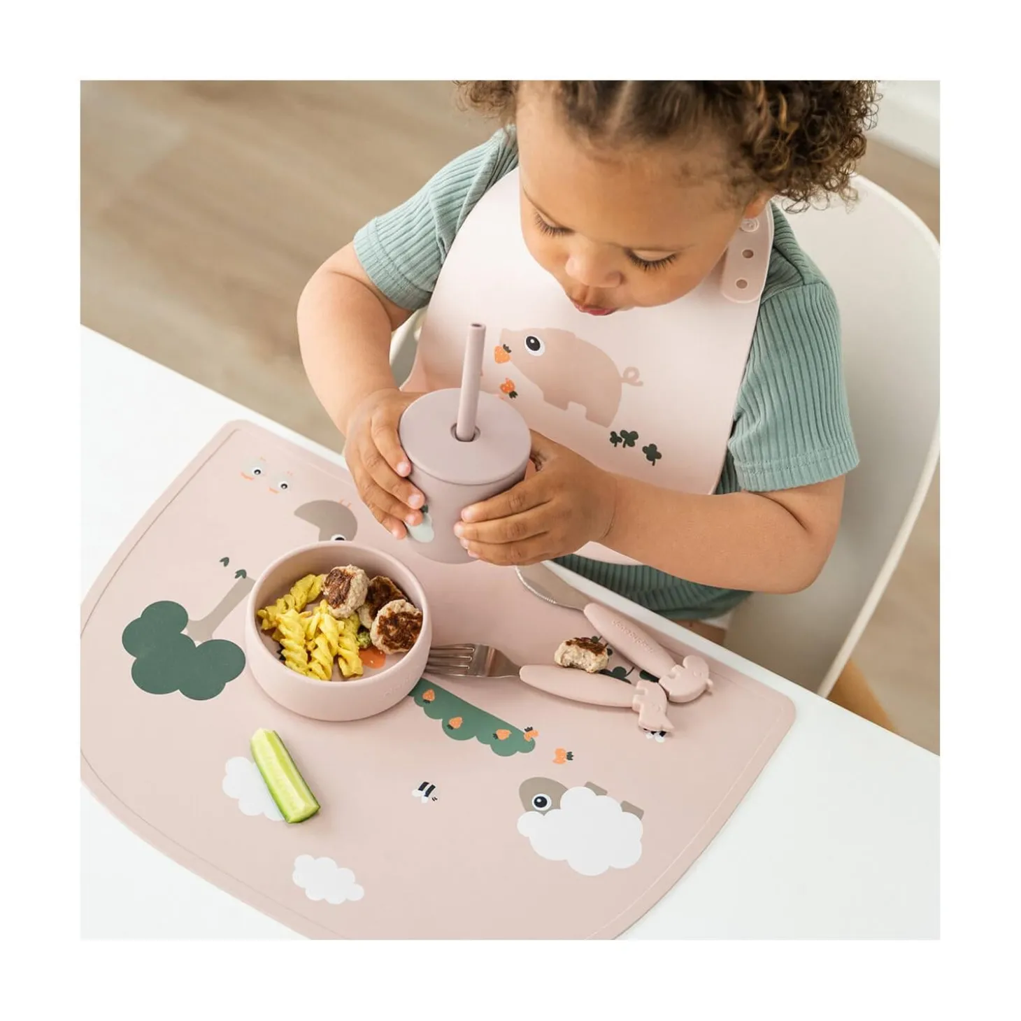 Done by Deer Set de table Tiny farm Rose
