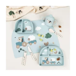 Done by Deer Set de table Tiny farm Bleu