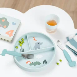 Done by Deer                    Stick&Stay assiette compartimentée Playground    Bleu