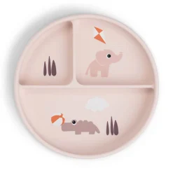 Done by Deer Stick&Stay assiette compartimentée Playground Rose