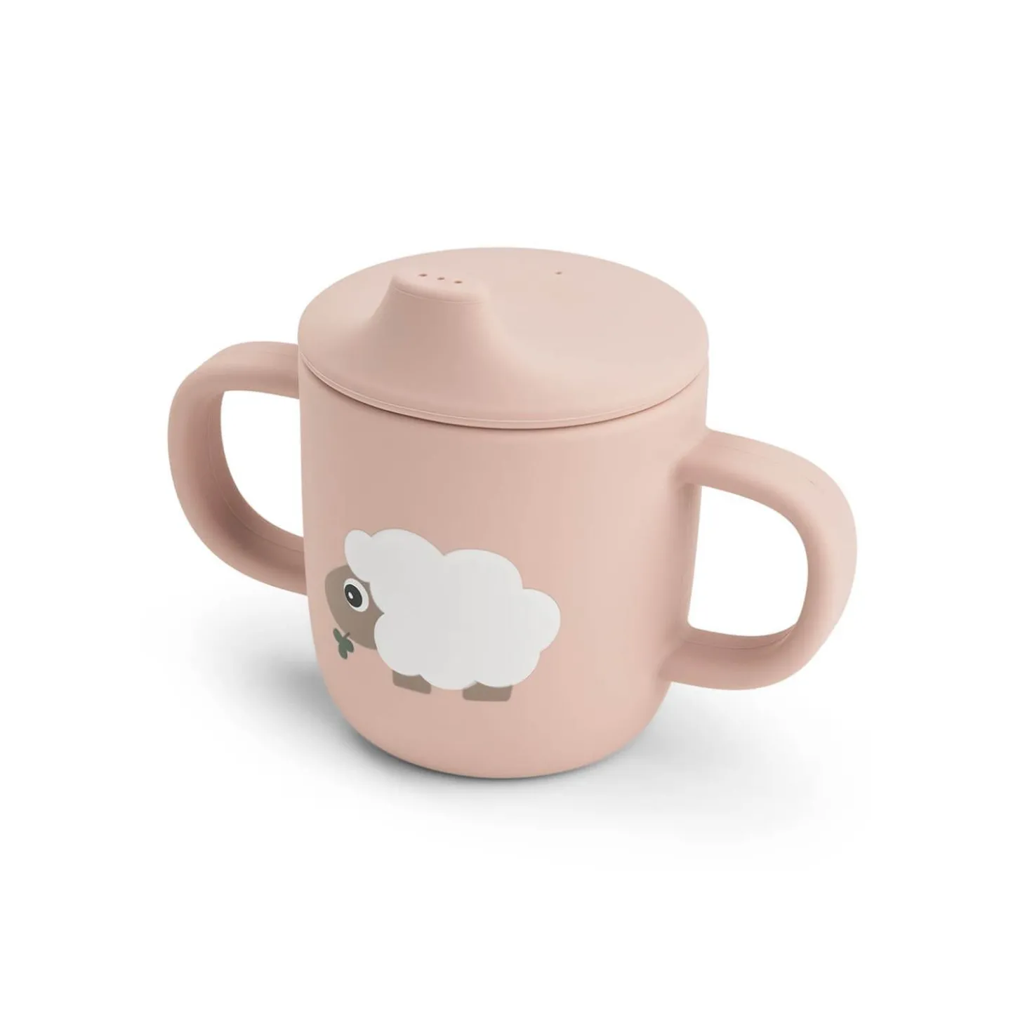 Done by Deer Tasse à bec 2 anses silicone Tiny farm Rose 120 ml