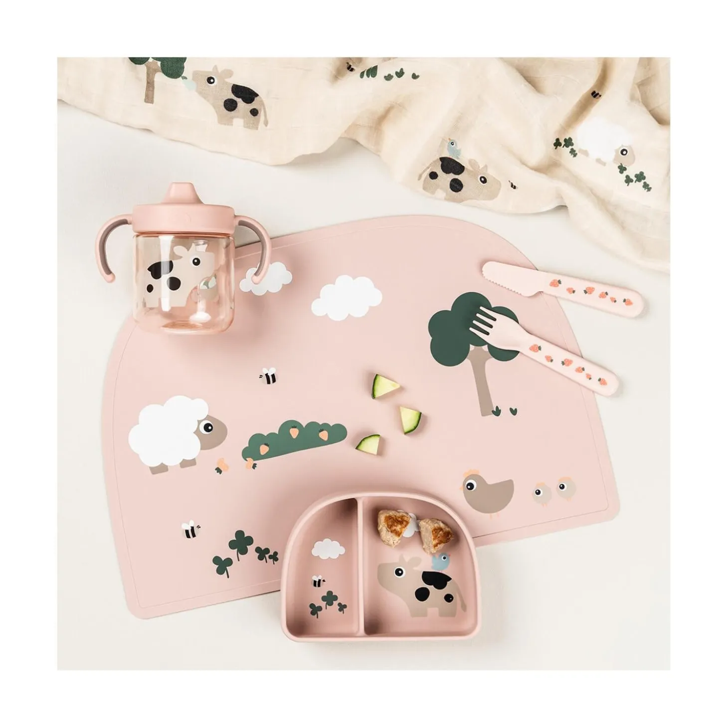 Done by Deer Tasse à bec à 2 anses Tiny farm Rose 260 ml
