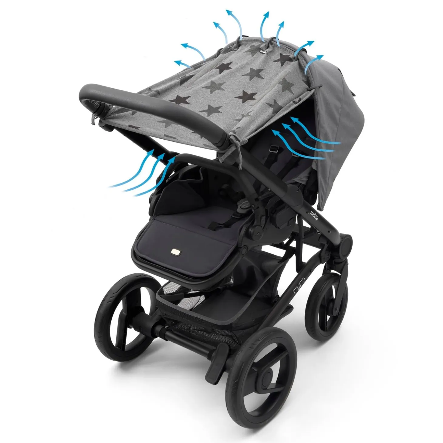 Dooky Pare soleil universel poussette et siège auto Etoiles Grises