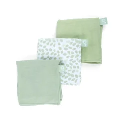 Doomoo Lot de 3 langes gaze de coton Lovely Mini Green Leaves