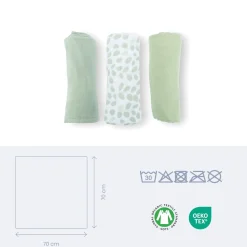 Doomoo Lot de 3 langes gaze de coton Lovely Mini Green Leaves