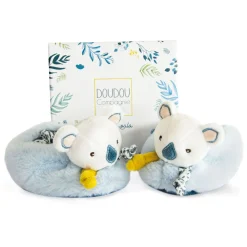 Doudou & Compagnie Chaussons avec hochet Yoca le Koala 0-6 mois