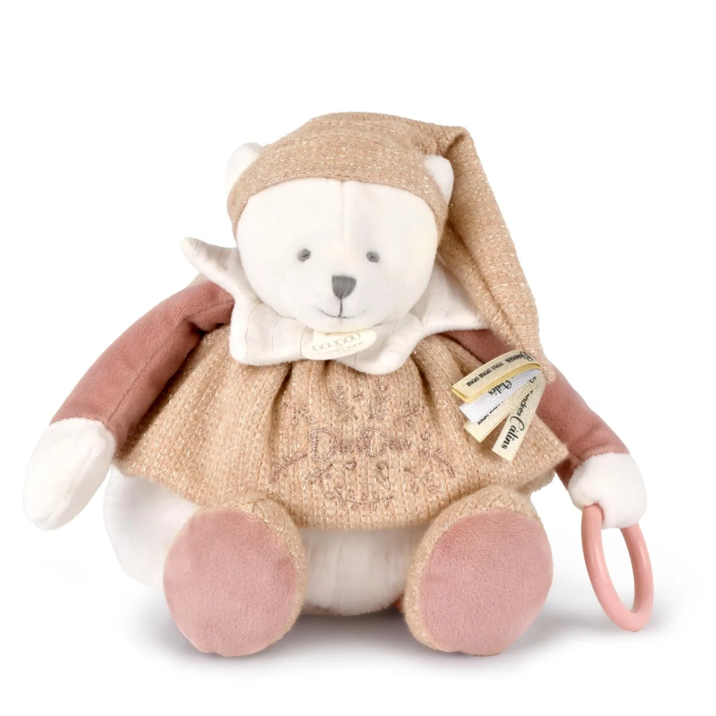 Doudou & Compagnie Doudou 25 ans ours pantin d'activités Rose 30 cm