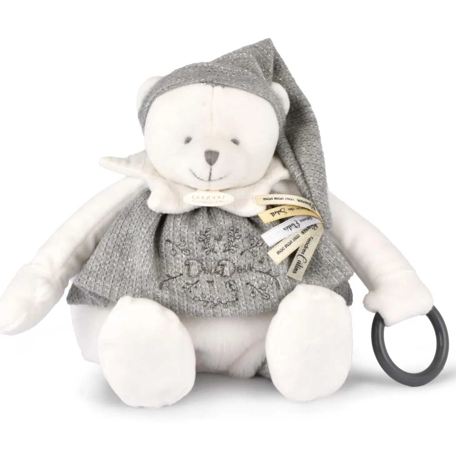 Doudou & Compagnie Doudou 25 ans ours pantin d'activités Argent 30 cm